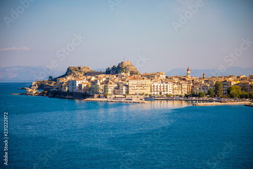 Fototapeta Naklejka Na Ścianę i Meble -  Corfu town view from the water in Greece
