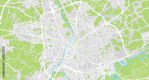 Urban vector city map of Le Mans, France