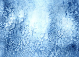 Watercolor texture in blue. snow texture. texture of winter watercolor. winter patterns on the window