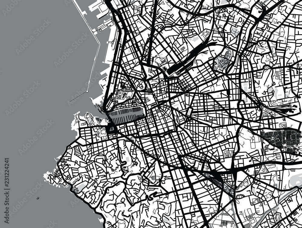 Urban vector city map of Marseille, France