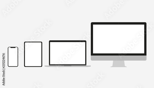 Set of electronic devices in a flat style style