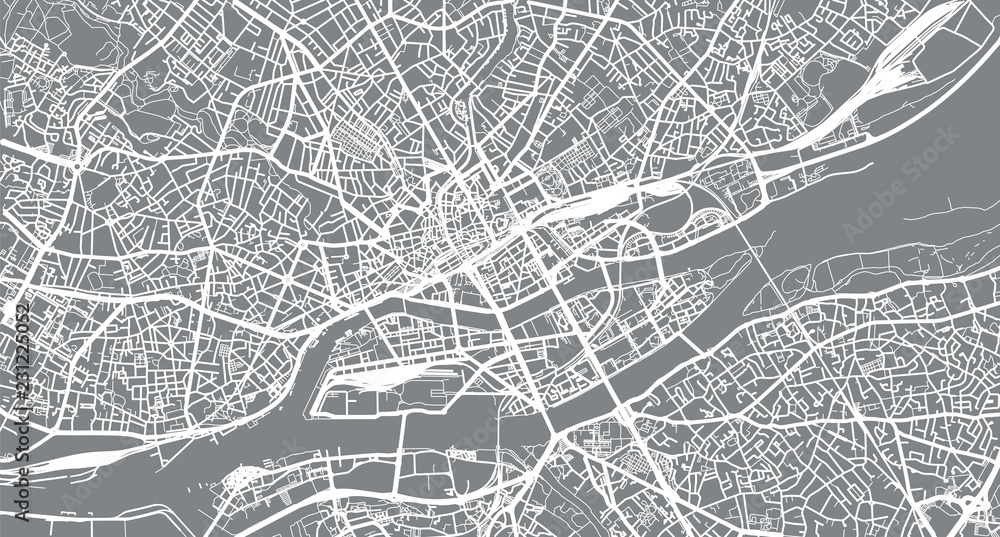 Obraz premium Urban vector city map of Nantes, France