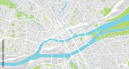 Urban vector city map of Nantes, France