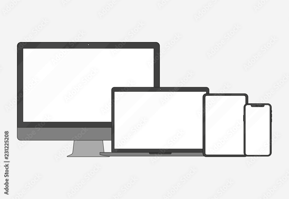 Set of electronic devices in a flat style style Set of electronic devices in a flat style style