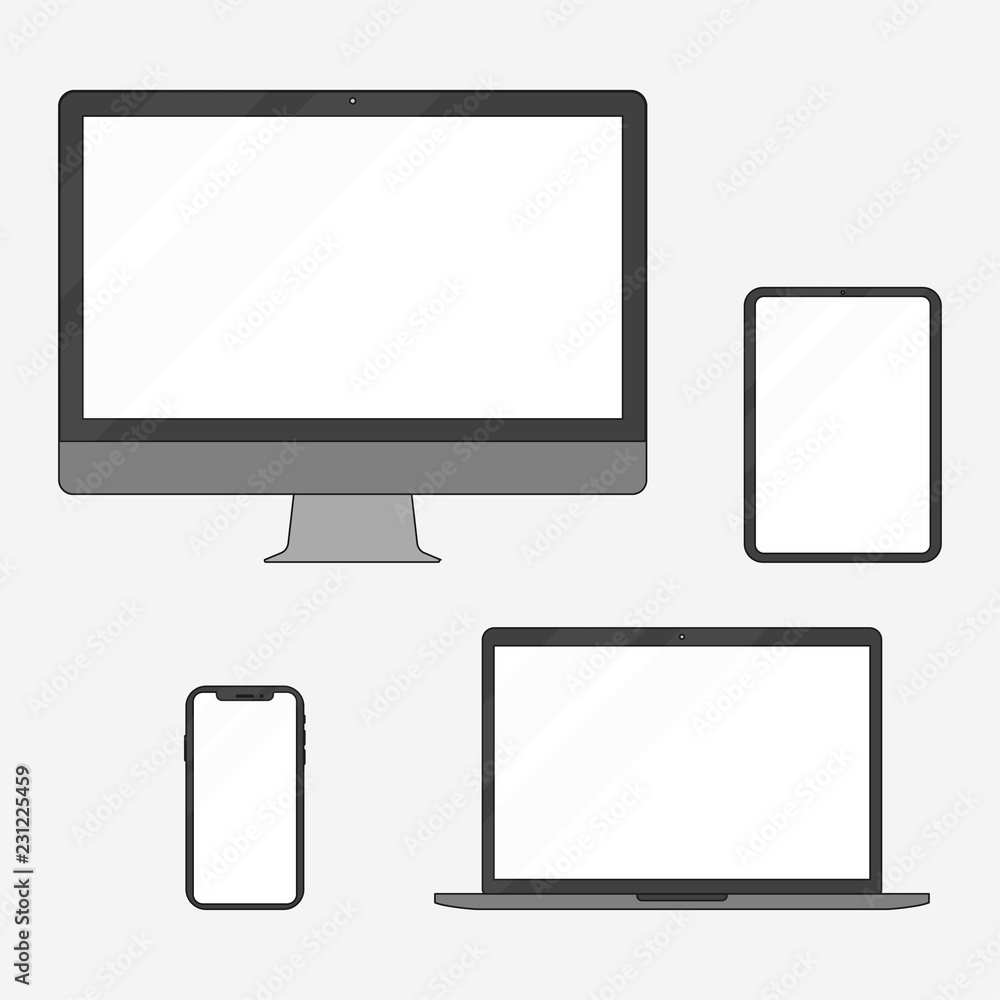 Set of electronic devices in a flat style style Set of electronic devices in a flat style style