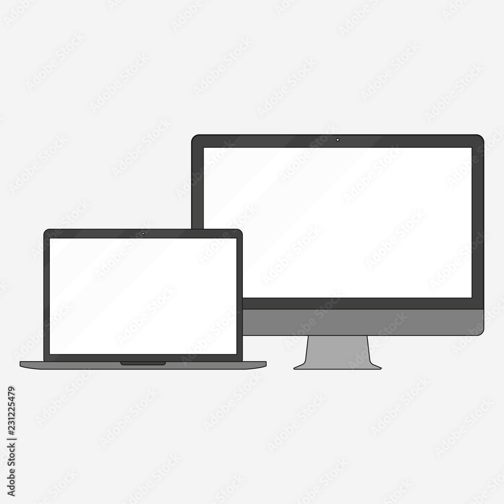 Set of electronic devices in a flat style style Set of electronic devices in a flat style style