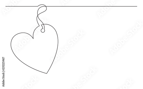 continuous line drawing of heart sign label