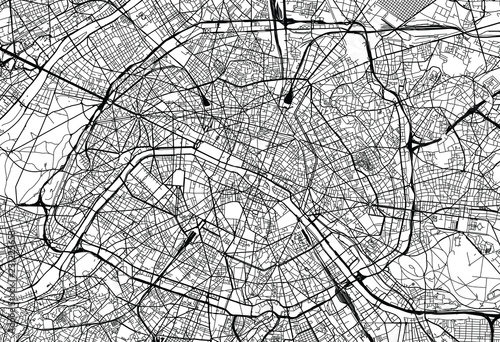 Urban vector city map of Paris, France