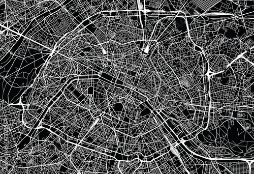 Urban vector city map of Paris, France