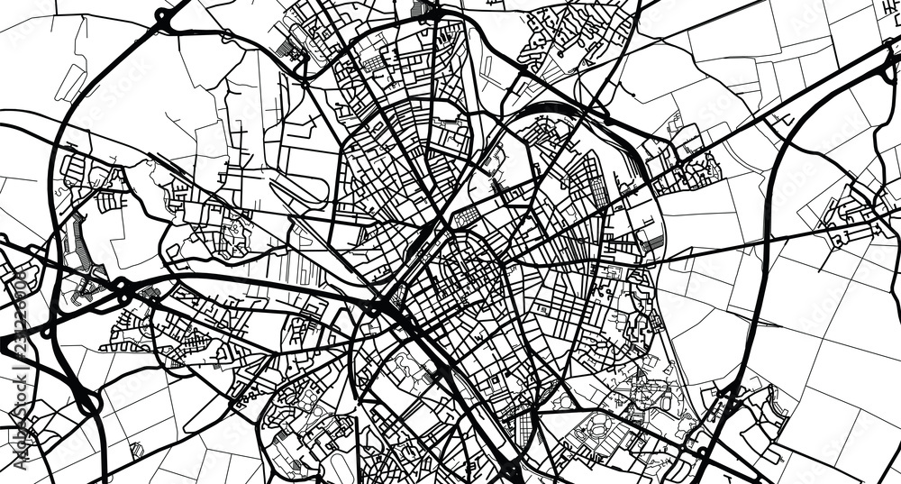 Urban vector city map of Reims, France