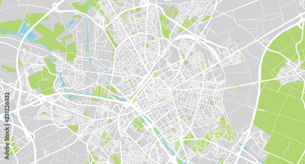 Urban vector city map of Reims, France