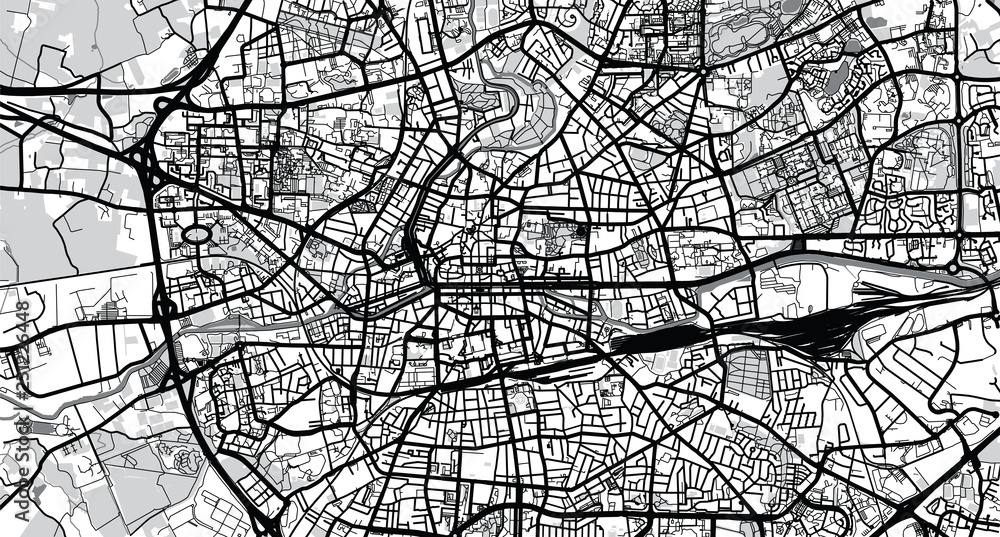 Urban vector city map of Rennes, France
