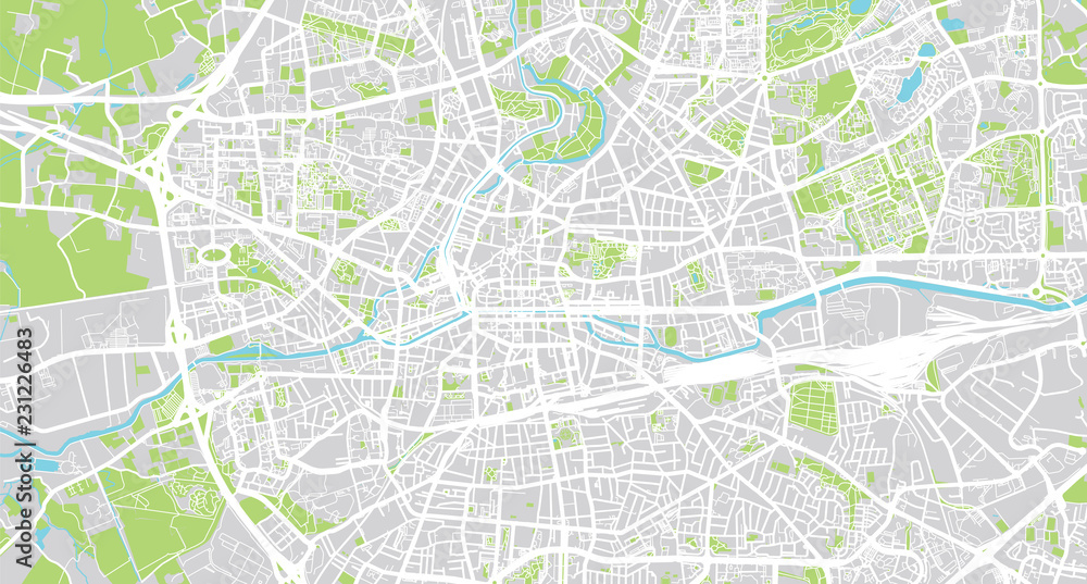 Fototapeta Mapa miasta wektor miejski Rennes, Francja