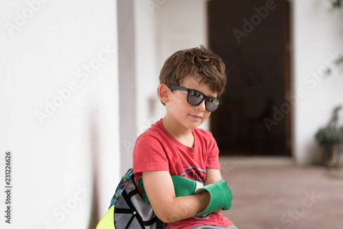 Portrait of boy wearing sunglasses