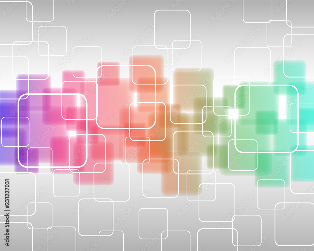 abstract geometric background line of transparent colored squares isolated on light gray background abstract geometric background line of transparent colored squares isolated on light gray background