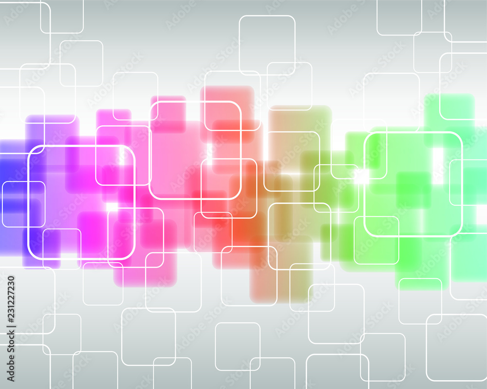 abstract geometric background line of transparent colored squares isolated on light gray background abstract geometric background line of transparent colored squares isolated on light gray background
