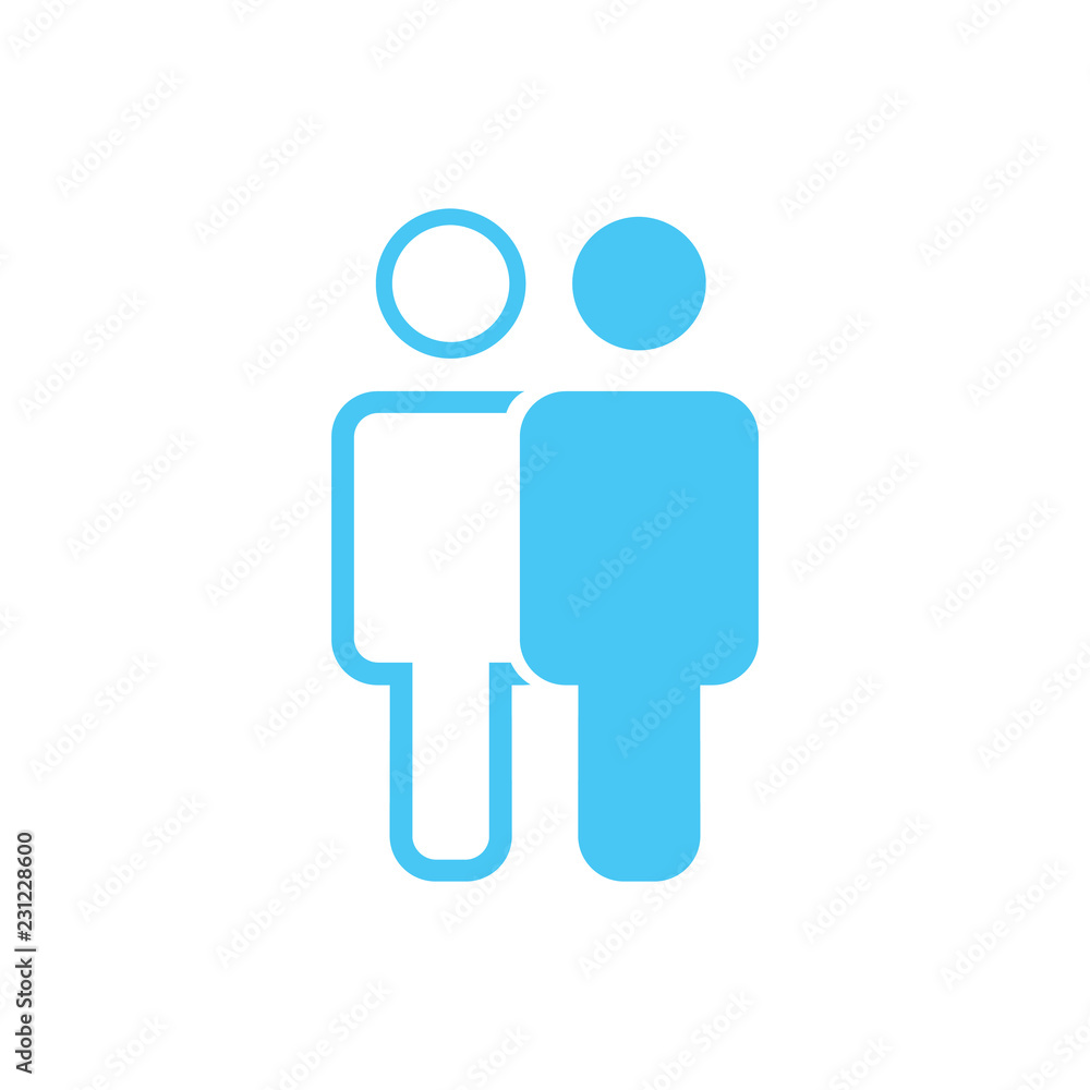 Linear and flat Man an woman Icon vector. Simple flat symbol. Blue vector illustration isolated on white background. Linear and flat Man an woman Icon vector. Simple flat symbol. Blue vector illustration isolated on white background.