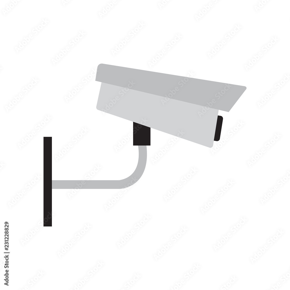 Security camera flat icon on isolated white transparent background. Security camera flat icon on isolated white transparent background.