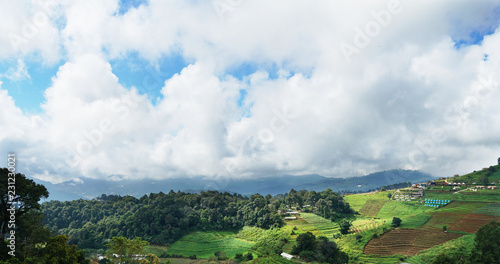 Panorama view cloudy sky and mountain at " Mon Jam " Northside in Thailand