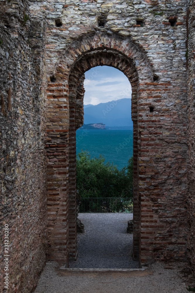 Ruins of a Roman villa. Grottoes of Catullus in Sirmione (Italy, Garda lake)