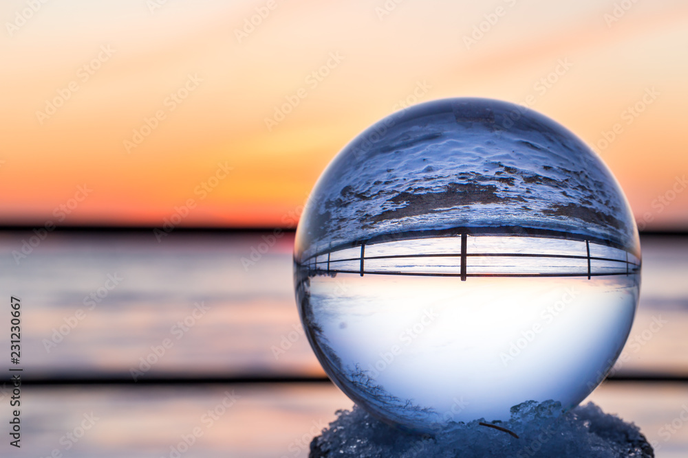 Crstal ball photoraphy of a winter scene in Lachine Quebec, Canada. Crstal ball photoraphy of a winter scene in Lachine Quebec, Canada.