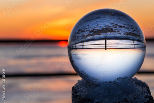 Crstal ball photoraphy of a winter scene in Lachine Quebec  Canada.