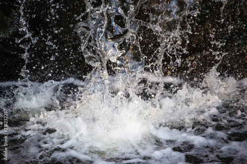 splashes and drops of water falling from a height