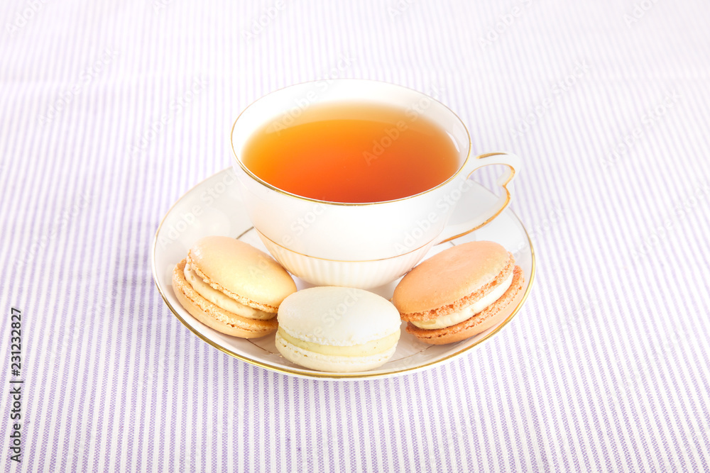 Cup of tea and macaroons