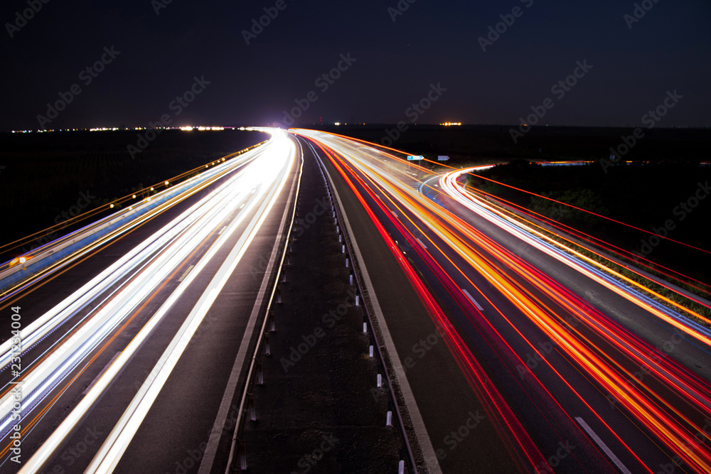 Highway car light trails Highway car light trails