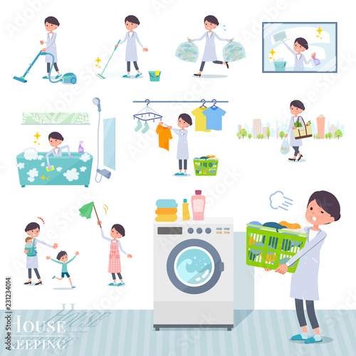 flat type White coat women_housekeeping