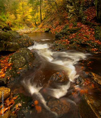 The beautiful river Getzbach in the High Fens, Ardennes Belgium.
The autumn colors were really amazing.
Photo taken with a longer exposure and a polarizer  for more intense colors. photo