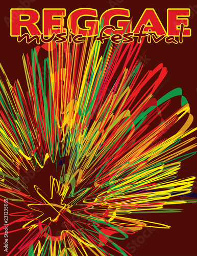 Reggae template for music festival. Vector graphic pattern