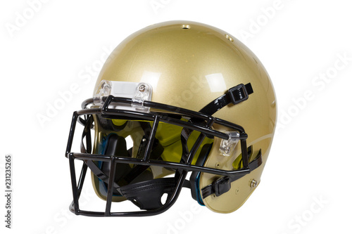 Vegas Gold American football helmet isolated on white with clipping path