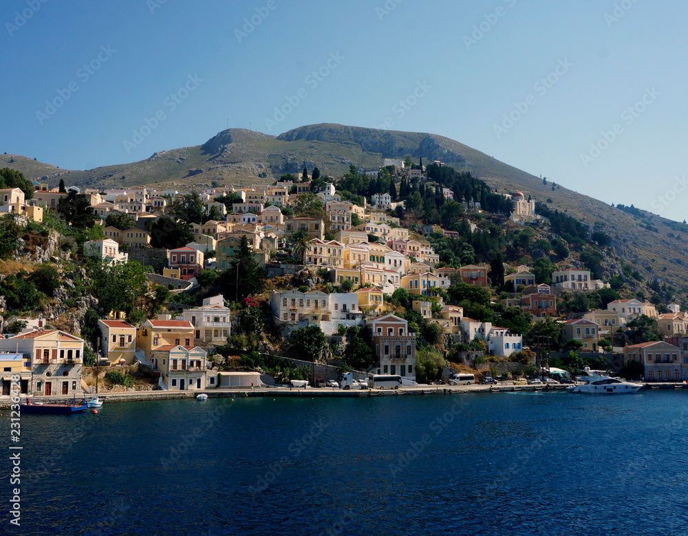 houses in the hill sуmi island greece