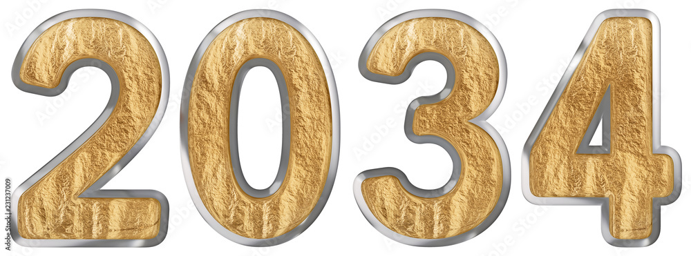 Inscription 2034 isolated on white background, 3d render Inscription 2034 isolated on white background, 3d render