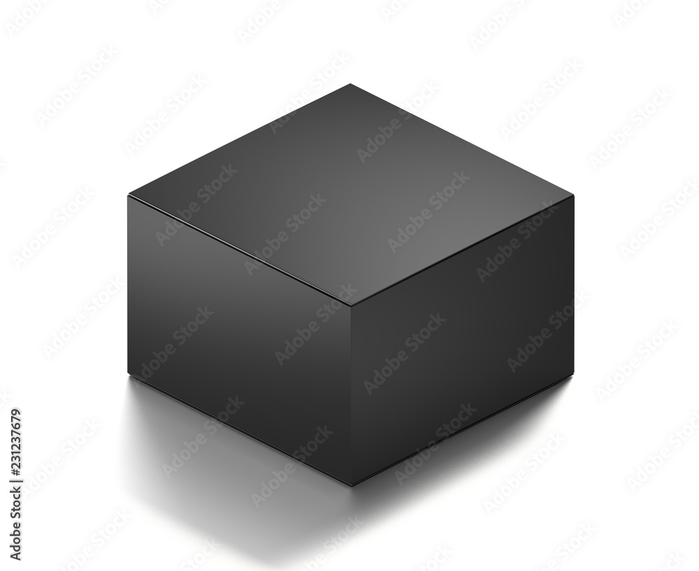 Black horizontal blank box from isometric angle. 3D illustration isolated on white background. Black horizontal blank box from isometric angle. 3D illustration isolated on white background.