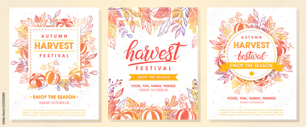 Autumn seasonals postes with autumn leaves and floral elements in fall colors.Autumn greetings cards perfect for prints,flyers,banners,invitations,promotions and more.Vector autumn illustration. Autumn seasonals postes with autumn leaves and floral elements in fall colors.Autumn greetings cards perfect for prints,flyers,banners,invitations,promotions and more.Vector autumn illustration.