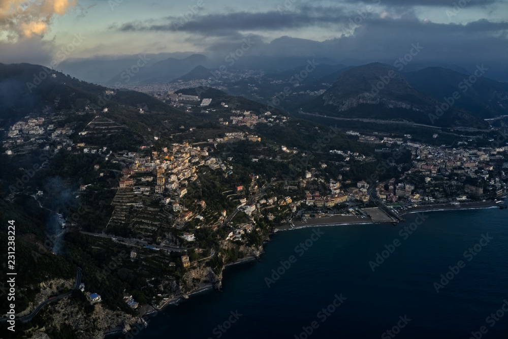 Fototapeta premium Vietri sul Mare and Salerno coastline