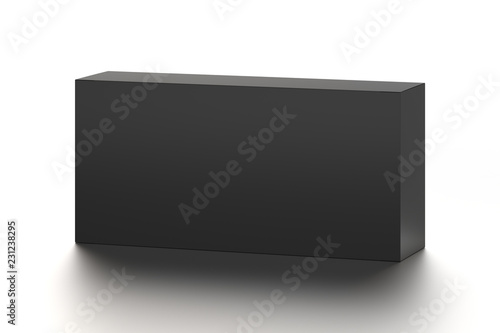 Wallpaper Mural Black horizontal blank box from front top far angle. 3D illustration isolated on white background. Torontodigital.ca