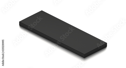 Black horizontal blank box from isometric angle. 3D illustration isolated on white background.