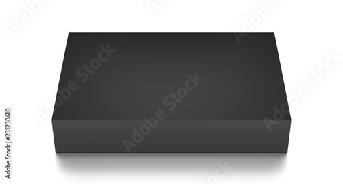 Wallpaper Mural Black horizontal thin blank box from front top angle. 3D illustration isolated on white background. Torontodigital.ca