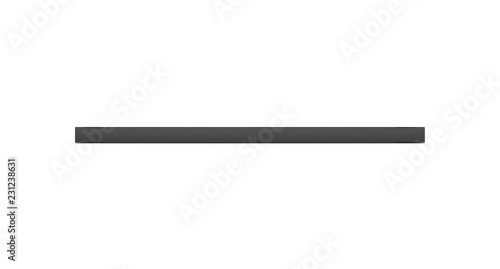 Black horizontal blank box from front angle. 3D illustration isolated on white background.