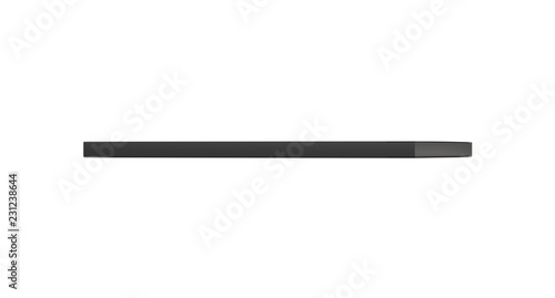 Black horizontal thin blank box from front far angle. 3D illustration isolated on white background.