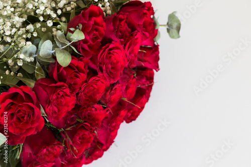 happy valentines day concept with red roses.card message background.