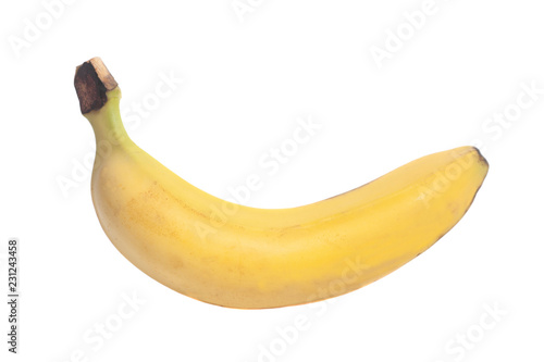 Single banana isolated on white background