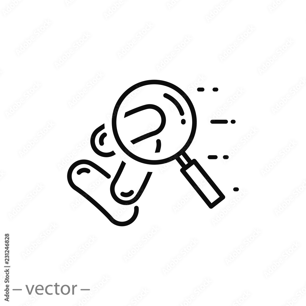 magnifying glass focuses on the bacteria icon, linear sign on white background - editable vector illustration eps10 magnifying glass focuses on the bacteria icon, linear sign on white background - editable vector illustration eps10