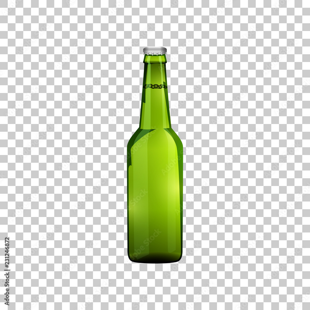 Realistic green glass beer bottle isolated object on transparent background. Vector Illustration Realistic green glass beer bottle isolated object on transparent background. Vector Illustration