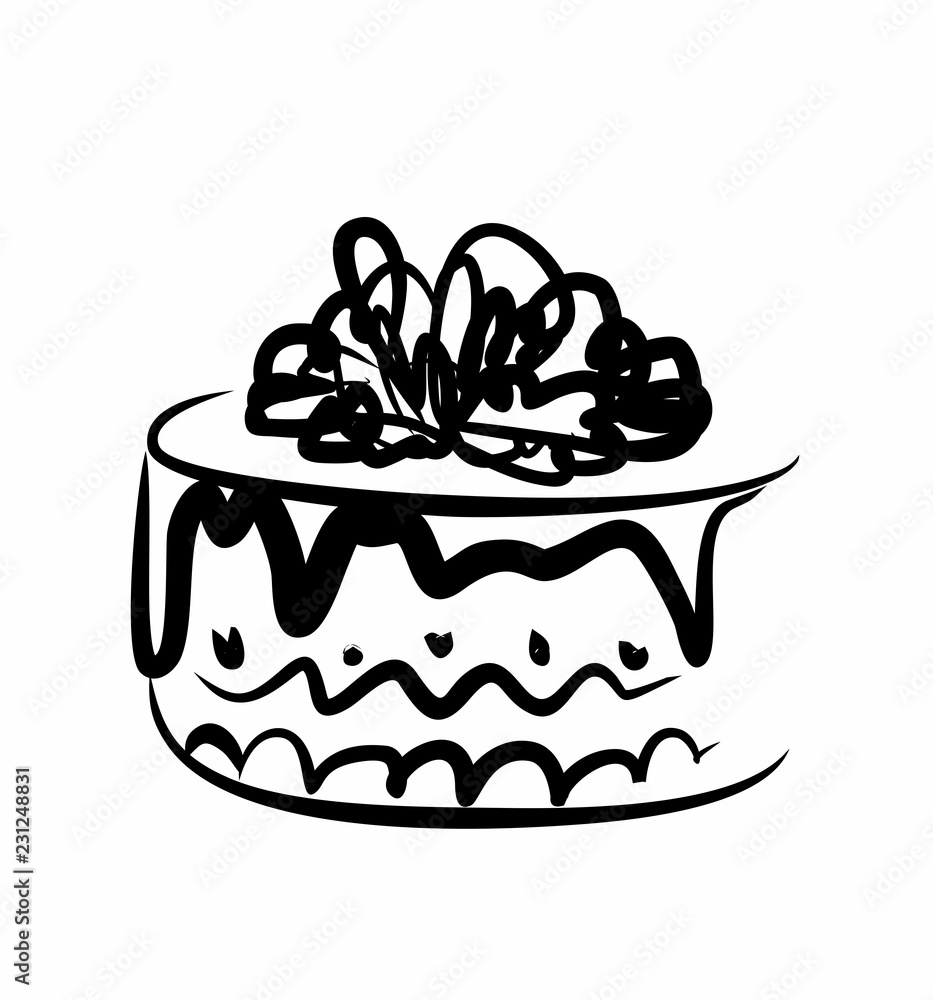 sketch of delicious cake sketch of delicious cake