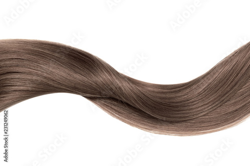 Brown shiny hair wave, isolated over white