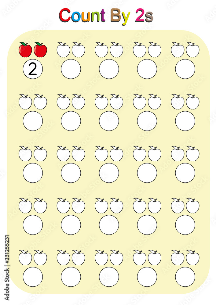 count by twos practice worksheet, math activity, write the missing
